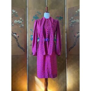 Vintage Jean-Louis Scherrer belted dress with graphic print, size M